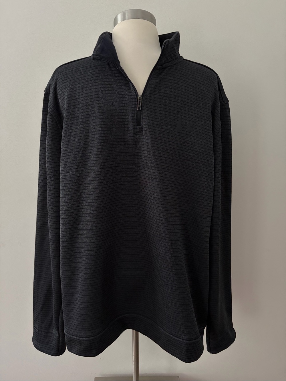 UA Storm Men's Charcoal Black Striped Quarter-Zip Golf Pullover XL